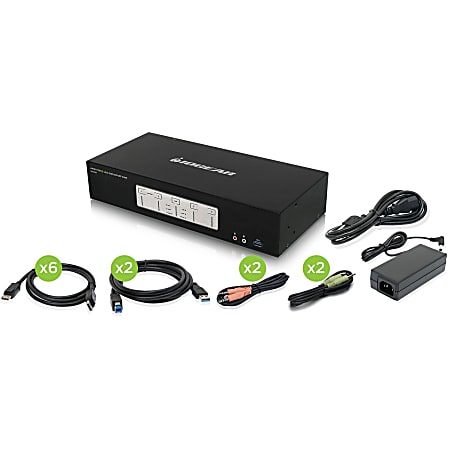 4-Port 4K Triple View DisplayPort KVMP Switch with USB 3.0 Hub (TAA Compliant) - 3 Computer(s) - 3 Local User(s) - GCS1964