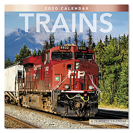 Mead® Trains Monthly Wall Calendar, 12” x 12", January To December 2020, ODE33110