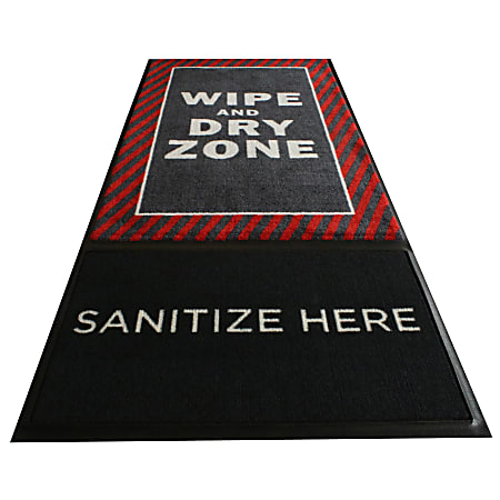 StepWell Shoe Sanitizing Footbath Mat, 35" x 82", Red Caution