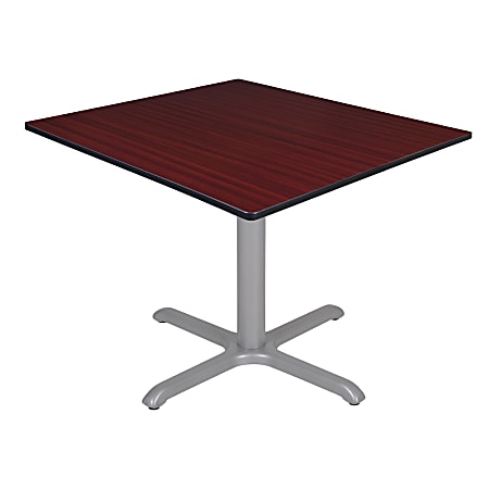 Regency Cain Square X-Base Breakroom Table, 29”H x 48”W x 48”D, Mahogany/Gray