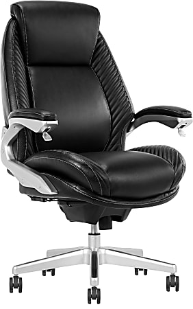 Serta® iComfort i6000 Ergonomic Bonded Leather High-Back Executive Chair, Black/Silver