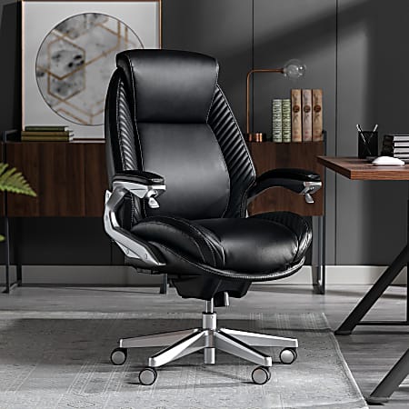 Serta® iComfort i6000 Ergonomic Bonded Leather High-Back Executive Office Chair, Black/Silver