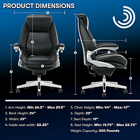 Serta iComfort i6000 Ergonomic Bonded Leather High Back Executive Office Chair BlackSilver ODP Business Solutions