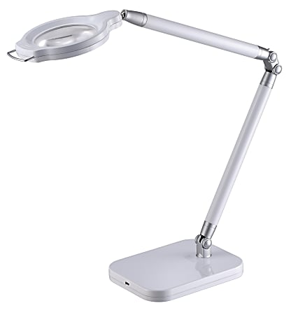 BLACK+DECKER® PureOptics™ Summit Zoom™ Ultra Reach Magnifier LED Clamp-On Desk Lamp, Adjustable, 29"H, White