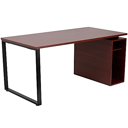 Flash Furniture Contemporary Laminatel Computer Desk With Open Storage Pedestal, Mahogany