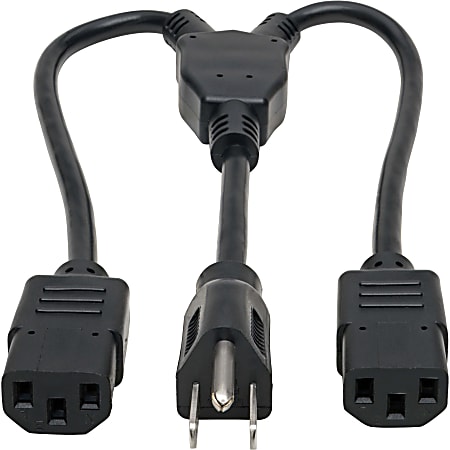 Eaton Tripp Lite Series Power Cord Splitter, C14 to 2xC13 PDU Style - 10A, 250V, 18 AWG, 18-in. (45.72 cm), Black - P00418N2C13