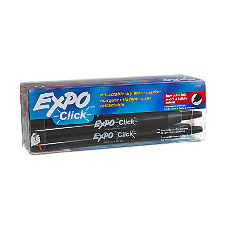 EXPO® Click Fine-Point Dry-Erase Markers, Black, Pack Of 12