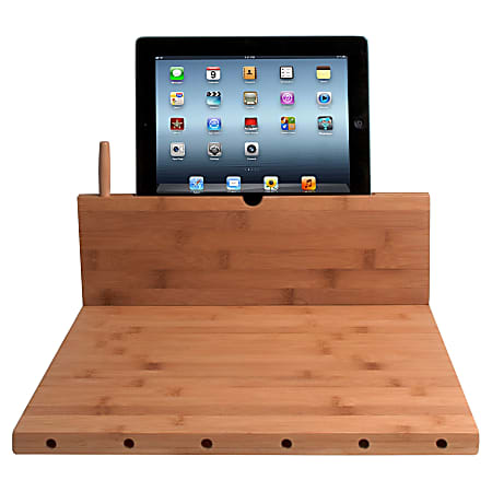 CTA Digital Bamboo Cutting Board with Stand for iPad and Knife Storage