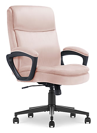 Serta&reg; Comfort Ergo Ergonomic Velvet High-Back Executive Office Chair, Pink/Black