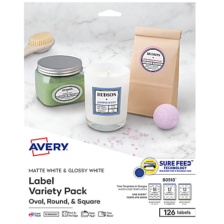 Avery® Print-To-The-Edge Variety Pack, AVE80510, White, Pack Of