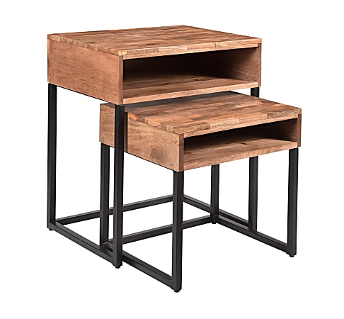 Coast to Coast Carlin Nesting End Tables, 24"H x 20"W x 15"D, Baker’s Natural/Black, Set Of 2 Tables