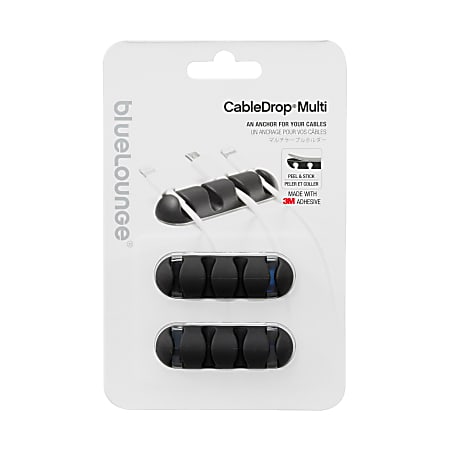 Bluelounge CableDrop Multi-Cable Router Clips, Black, Pack Of 2 Clips, BLUCDMU-BL