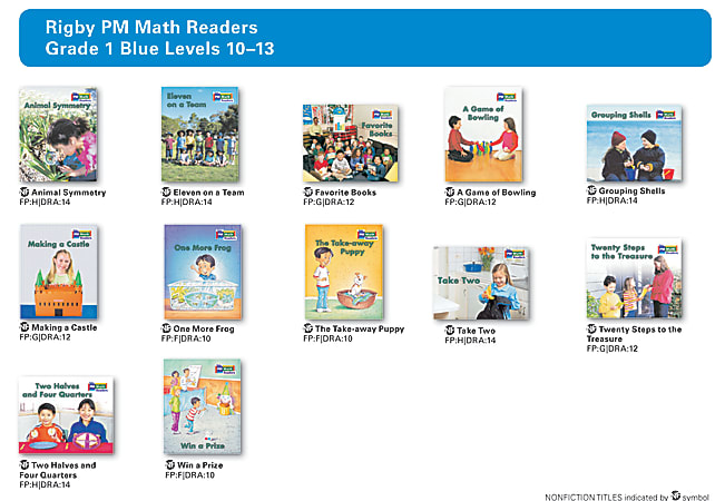 Rigby PM Math Readers Add-To Pack, Blue And Green Levels 10-17, Grade 1, 1 Set Of 24 Titles