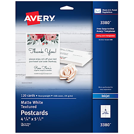Avery® Inkjet Post Cards, 4 1/4" x 5