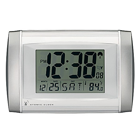 TEMPUS Radio-Controlled Digital Clock, Two-Tone Silver