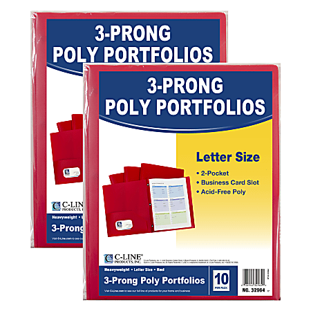 C Line 2 Pocket Heavyweight Poly Portfolio Folders With Prongs 8 12 x ...