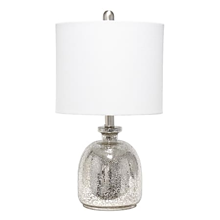 Lalia Home Hammered Glass Jar Table Lamp, 20"H, White Shade/Mercury Base