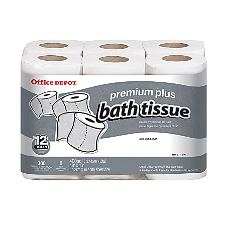 Office Depot® Brand Premium Bathroom Tissue, 300 Sheets Per Roll, Case Of 48 Rolls