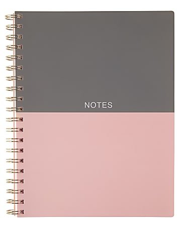 TUL® Spiral-Bound Notebook, 7-1/2" x 10", 1 Subject, Narrow Ruled, 80 Sheets, Gray/Pink