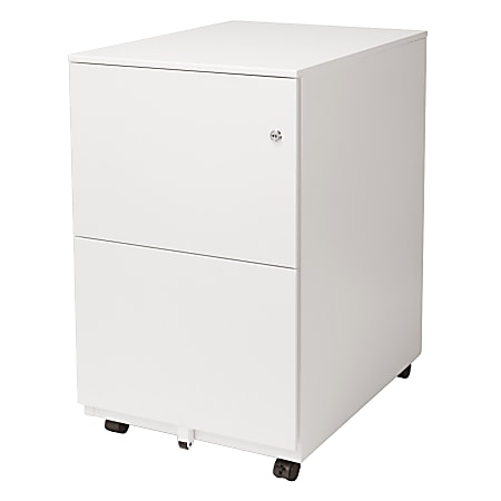 Aurora SOHO 25"D Vertical 2-Drawer Mobile File Cabinet, White