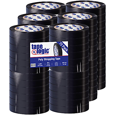 Tape Logic® Tensilized Poly Strapping Tape, 3" Core, 1" x 60 Yd., Black, Case Of 72