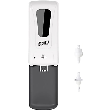 Genuine Joe 3-nozzle Touch-Free Dispenser - Automatic - 1.06 quart Capacity - Support 4 x C Battery - Touch-free, Lockable, Level Indicator, Site Window, Drip-free, Refillable - White - 1 Each