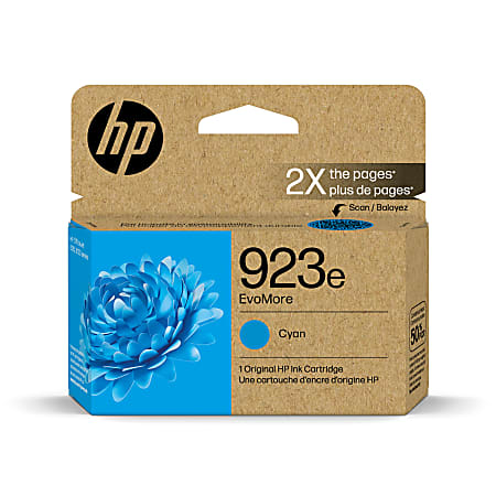 Original HP 923e Cyan EvoMore Ink Cartridge | Works with HP OfficeJet 8120 Series, HP OfficeJet Pro 8130 Series | Carbon neutral | 4K0T4LN