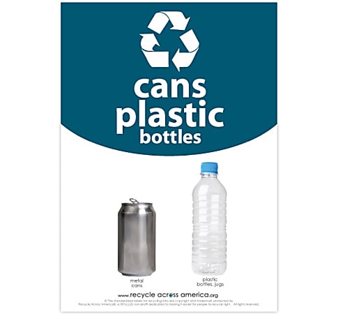 Recycle Across America Cans And Plastics Standardized Recycling Labels, CP-1007, 10" x 7", Dark Teal