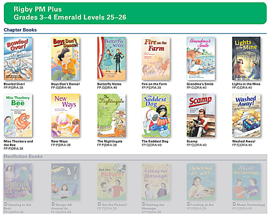 Rigby PM Plus Chapter Books Add-To Pack, Emerald Levels 25-26, Grades 3-4, 1 Set Of 12 Titles