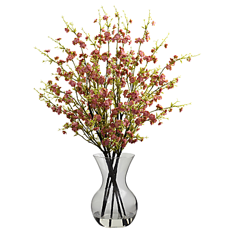 Nearly Natural 30"H Silk Cherry Blossoms Arrangement With Vase