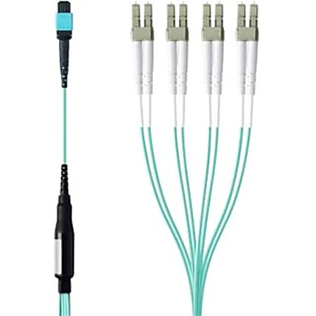 Belkin 3M MTP/LC Fiber Optic Cable, 40GB Aqua Multimode 50/125, OM3, Plenum - Patch cable - LC multi-mode (M) to MTP/MPO multi-mode (F) - 3 m - fiber optic - 50 / 125 micron - OM3 - plenum
