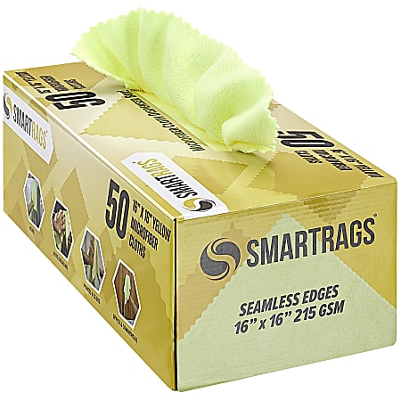 Hospeco SmartRags® Disposable Microfiber Towels, 35 Gram, 215 GSM, 16" x 16", Yellow, 50 Towels Per Box, Case Of 8 Boxes