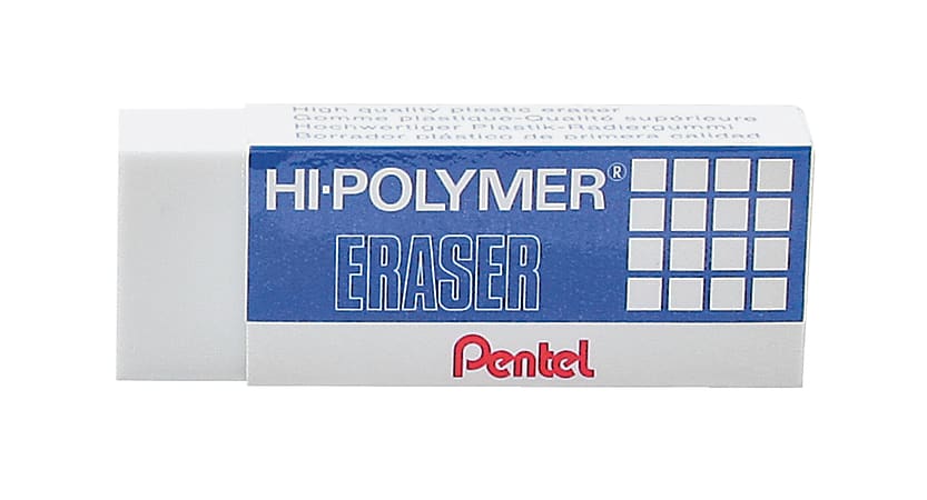 Pentel Hi-Polymer Erasers 6 Colors Non-Abrasive Latex-Free Clean Erasing 