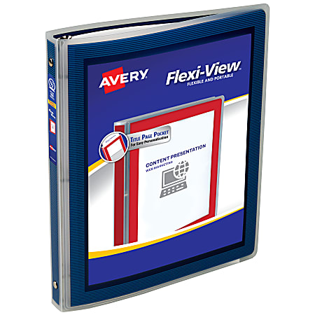 Avery® Flexi-View® 3 Ring Binder, 1/2" Round Rings, Navy Blue, 1 Binder