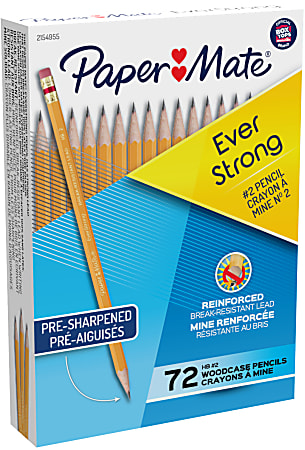 Paper Mate® Everstrong Break-Resistant Pencils, #2 Lead, Yellow, Pack Of 72 Pre-Sharpened Pencils