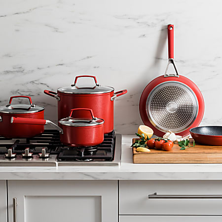 Ninja Foodi NeverStick Vivid 8 Piece Cookware Set Red - ODP