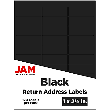 JAM Paper® Mailing Address Labels, Rectangle, 2 5/8" x 1", Black, Pack Of 120