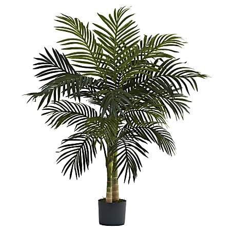 Nearly Natural 4&#x27;H Plastic Golden Cane Palm Tree