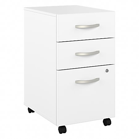 Bush® Business Furniture Hybrid 3-Drawer Mobile File Cabinet, White, Standard Delivery
