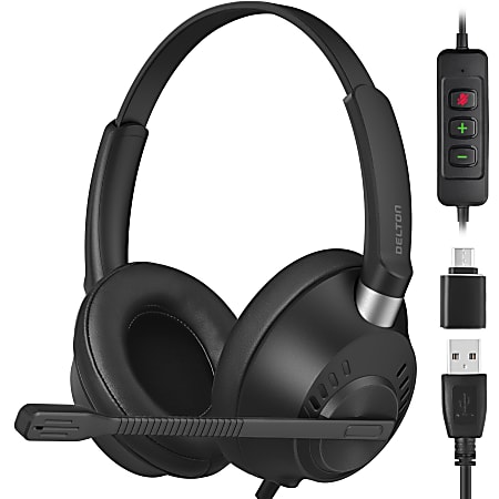 Delton 42Y Noise-Canceling Stereo Over-Ear Headset, Black