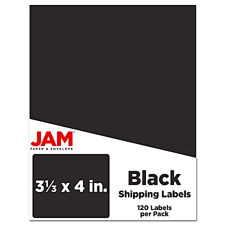 JAM Paper® Mailing Address Labels, Rectangle, 3 1/3" x 4", Black, Pack Of 120