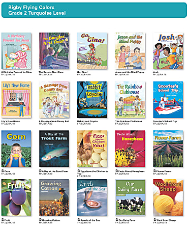 Rigby Flying Colors Leveled Reading Complete Package, Turquoise Level, Grade 2, 6 Sets Of 22 Titles