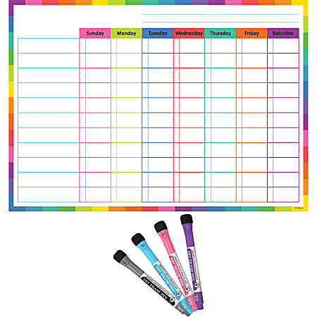 Teacher Created Resources Colorful Dry-Erase Magnetic Task Chart, 17" x 12", Multicolor