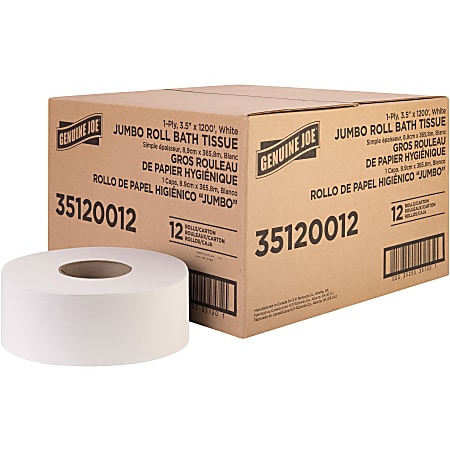 Genuine Joe 1-ply Jumbo Roll Bath Tissue - 1 Ply - 3.63 Genuine Joe 1-ply Jumbo Roll Bath Tissue - 1 Ply - 3.63