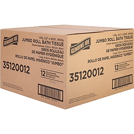 Genuine Joe 1-ply Jumbo Roll Bath Tissue - 1 Ply - 3.63 Genuine Joe 1-ply Jumbo Roll Bath Tissue - 1 Ply - 3.63