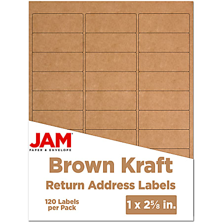 JAM Paper® Mailing Address Labels, Rectangle, 2 5/8" x 1", Brown Kraft, Pack Of 120