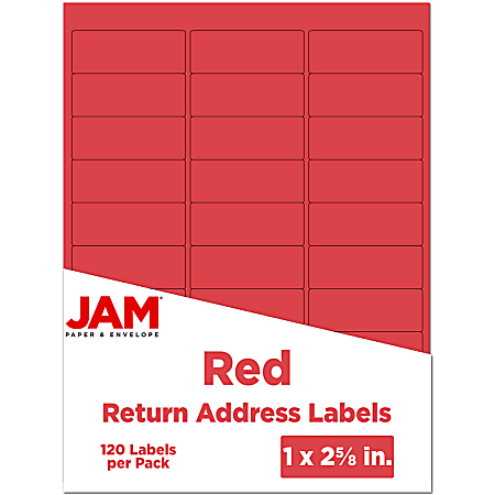 JAM Paper® Mailing Address Labels, Rectangle, 2 5/8" x 1", Red, Pack Of 120