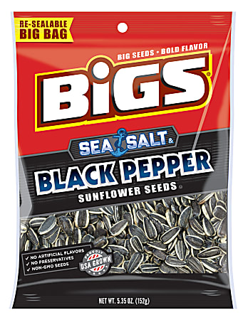 Bigs Sunflower Seeds, Sea Salt and Black Pepper, 5.35 Oz, Pack Of 12