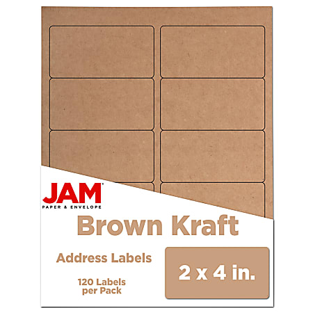 JAM Paper® Rectangular Mailing Address Labels, 4513703, 2" x 4", Brown Kraft, Pack Of 120