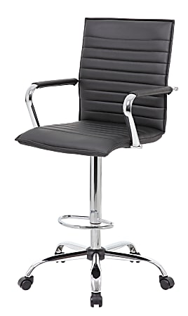 Boss Office Products Drafting Stool, Black/Chrome